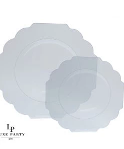 Scallop Design Scalloped Clear • Silver Plastic Plates | 10 Pack