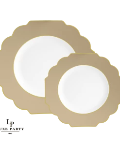 Scallop Design Scalloped Gold Plastic Plates | 10 Pack