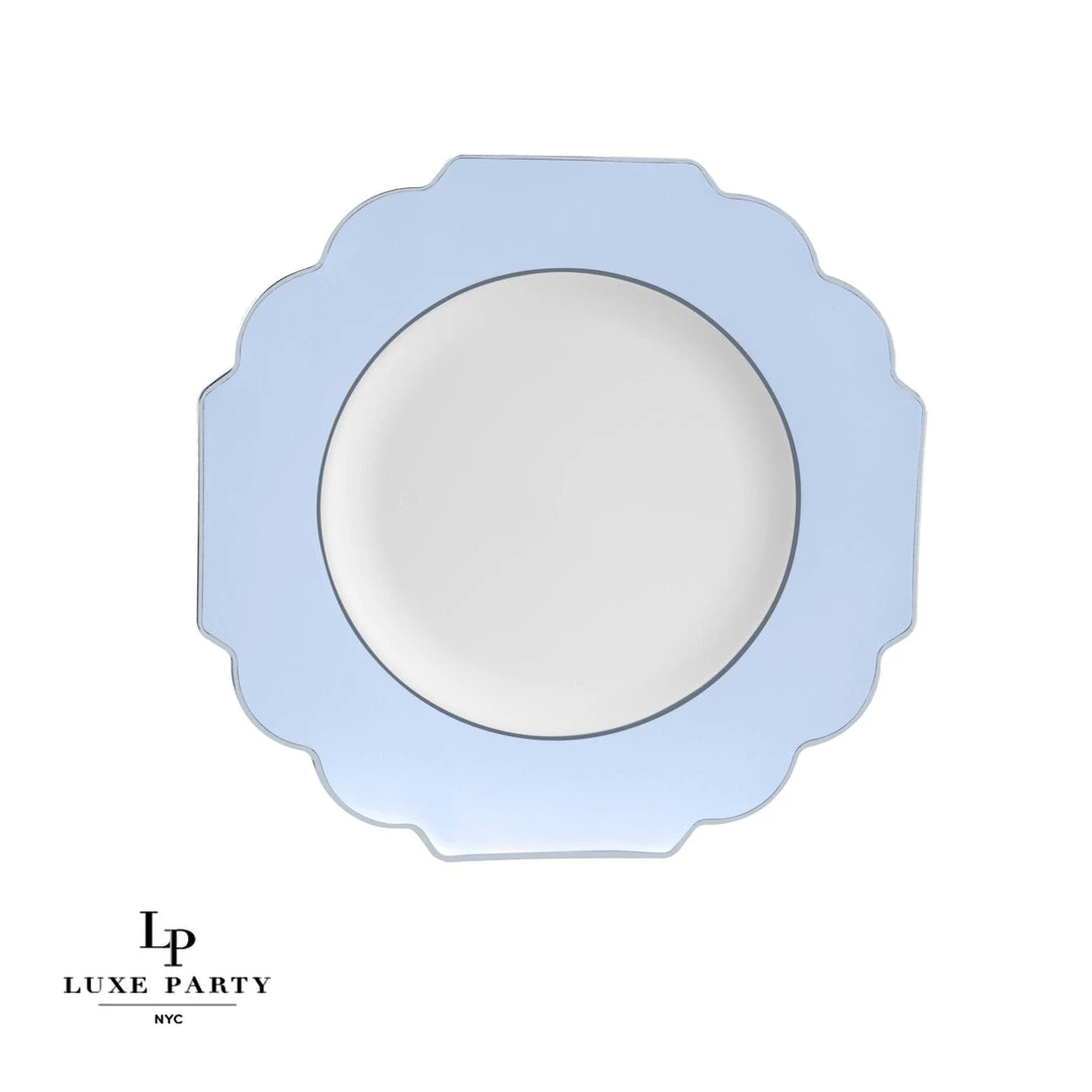 Scallop Design Scalloped Ice Blue • Silver Plastic Plates | 10 Pack 2 Scallop Design Scalloped Ice Blue • Silver Plastic Plates | 10 Pack