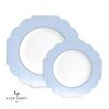 Scallop Design Scalloped Ice Blue • Silver Plastic Plates | 10 Pack