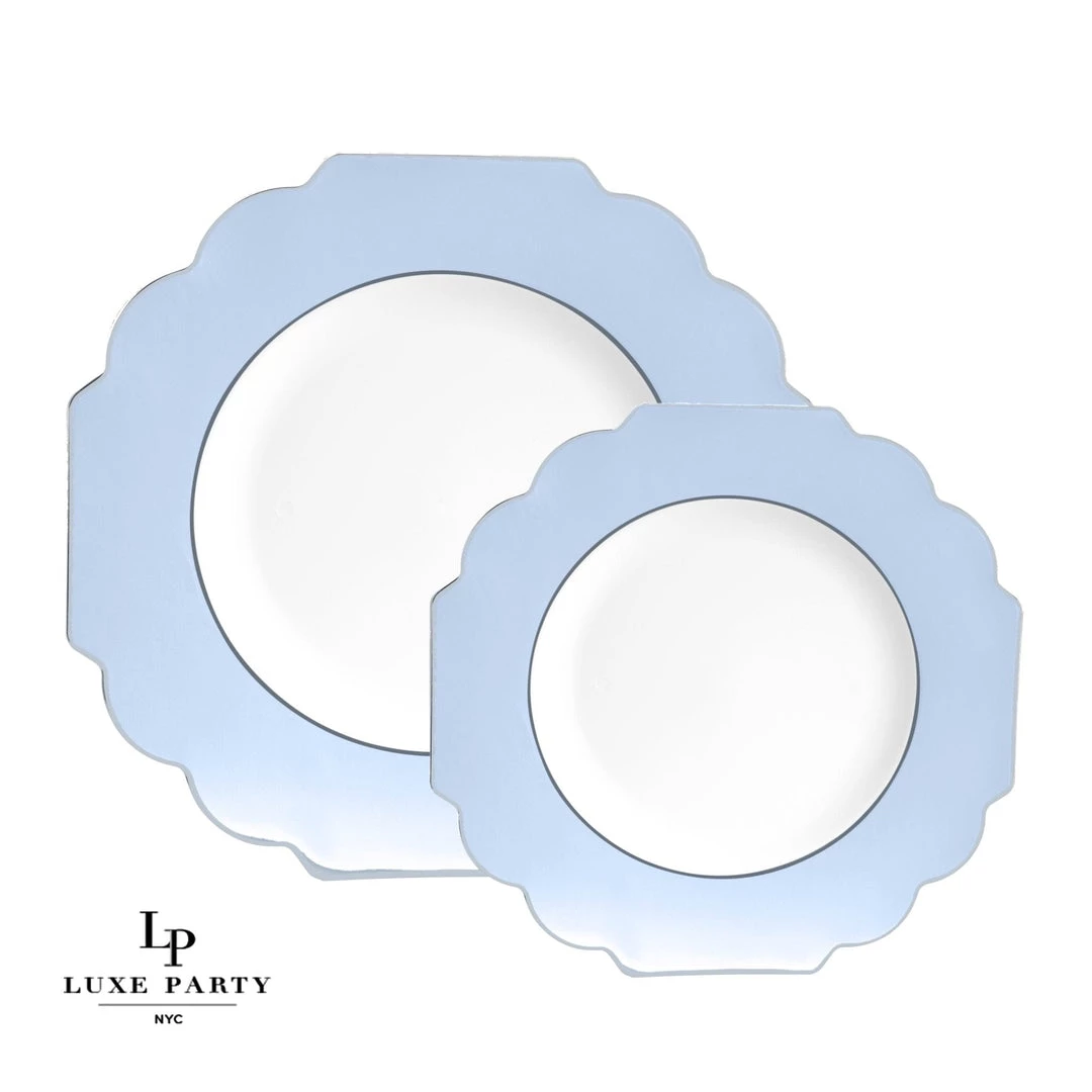Scallop Design Scalloped Ice Blue • Silver Plastic Plates | 10 Pack 1 Scallop Design Scalloped Ice Blue • Silver Plastic Plates | 10 Pack