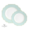 Scallop Design Scalloped Mint • Gold Plastic Plates | 10 Pack