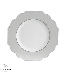 Scallop Design Scalloped Silver Plastic Plates | 10 Pack