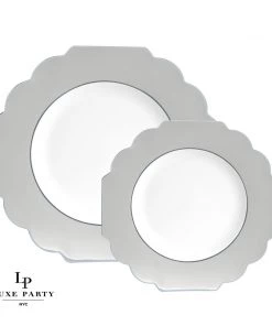 Scallop Design Scalloped Silver Plastic Plates | 10 Pack