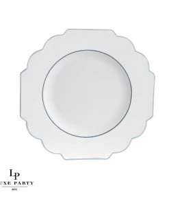 Scallop Design Scalloped Clear Base Silver • White Plastic Plates | 10 Pack New Arrivals