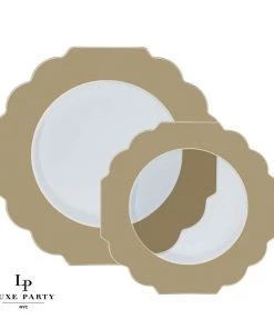Scallop Design Scalloped Clear Gold Plastic Plates | 10 Pack New Arrivals