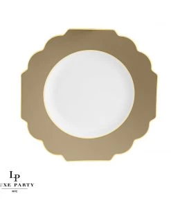 Scallop Design Scalloped Gold Plastic Plates | 10 Pack