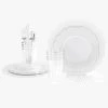 Set Scallop Design Party Sets 56 Pc | Solid Scallop Clear • Silver Plastic Party Set