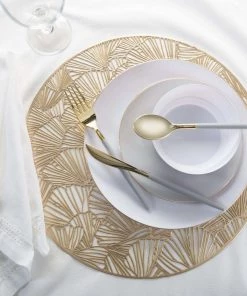 Round Shell Laser Cut Placemat In Gold