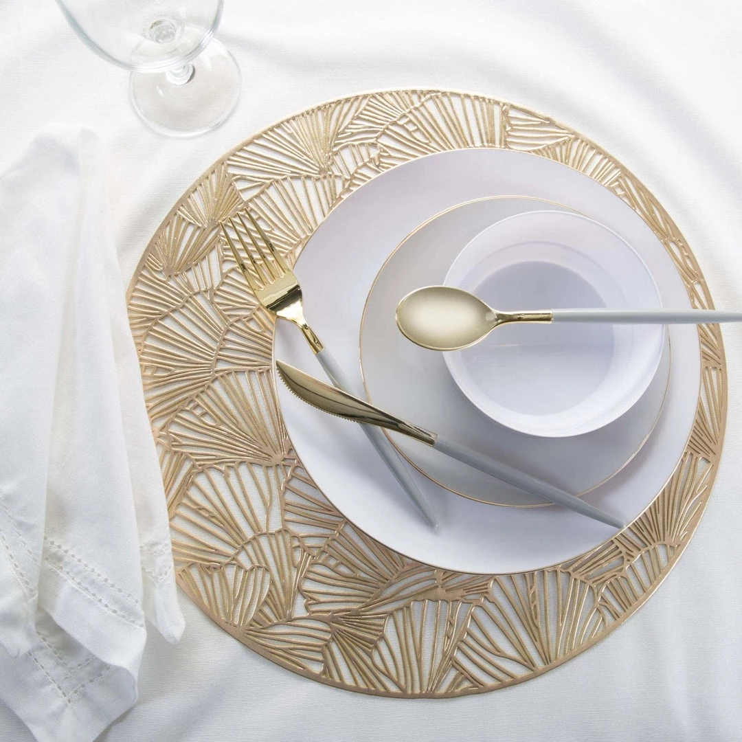 Round Shell Laser Cut Placemat In Gold 2 Round Shell Laser Cut Placemat In Gold