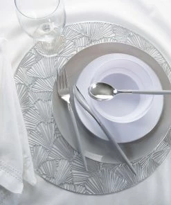 Round Shell Laser Cut Placemat In Silver