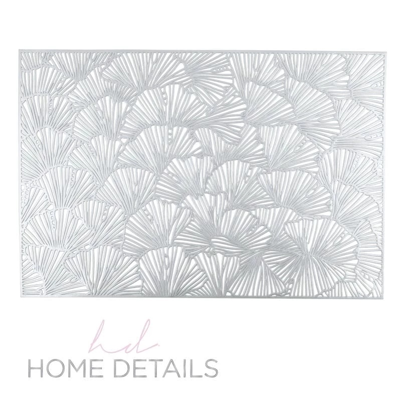 Shell Laser Cut Placemat In Silver 1 Shell Laser Cut Placemat In Silver
