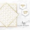 Square Accent Pattern Square Clear • Gold Pattern Plastic Plates | 10 Plates