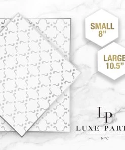 Square Accent Pattern Square Clear • Silver Pattern Plastic Plates | 10 Plates