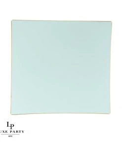 Square Accent Square Mint • Gold Pattern Plastic Plates | 10 Plates