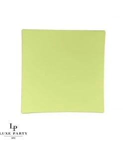 Square Accent Lime • Gold Square Plastic Plates | 10 Pack