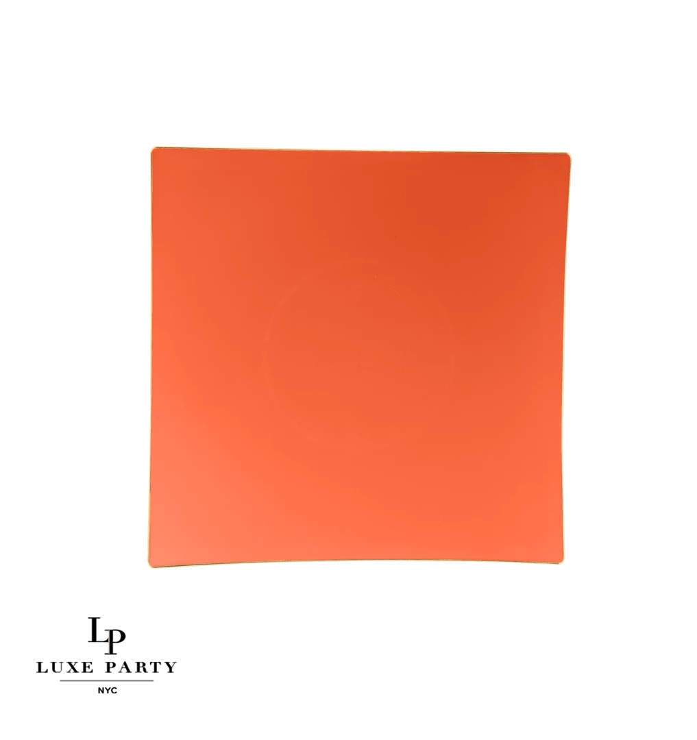 Square Accent Orange • Gold Square Plastic Plates | 10 Pack 3 Square Accent Orange • Gold Square Plastic Plates | 10 Pack