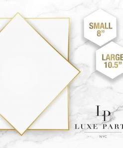 Square Accent Square Clear • Gold Plastic Plates | 10 Pack