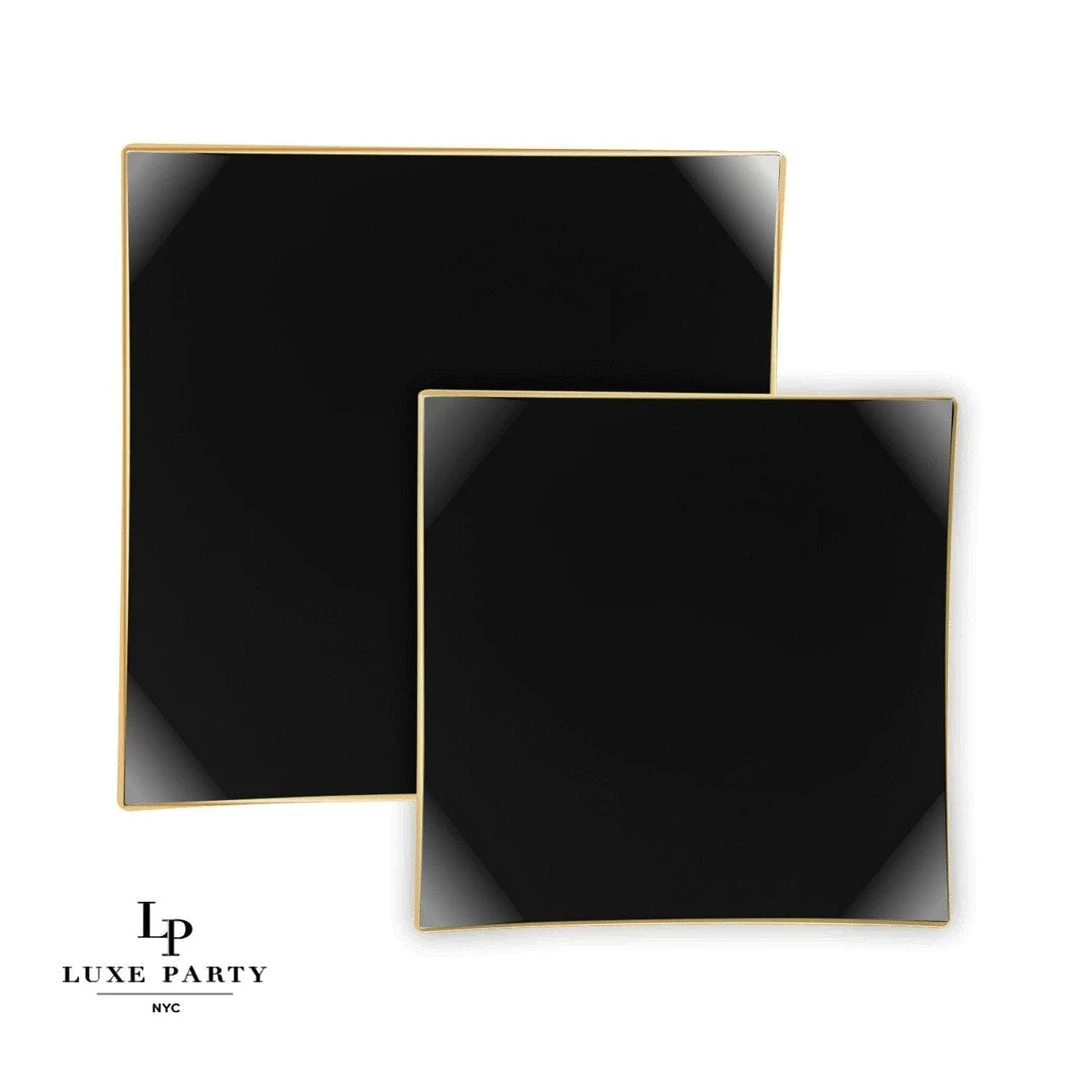 Square Accent Square Coupe Black • Gold Plastic Plates | 10 Pack 1 Square Accent Square Coupe Black • Gold Plastic Plates | 10 Pack