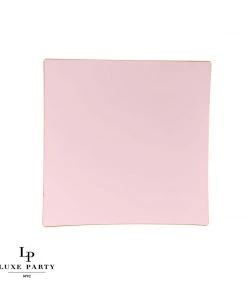 Square Accent Square Coupe Blush • Gold Plastic Plates | 10 Pack
