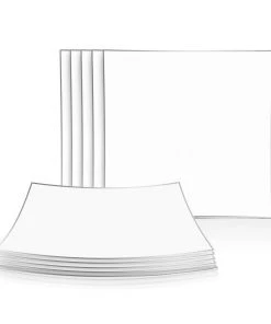 Square Accent Square Coupe Clear • Silver Plastic Plates | 10 Pack