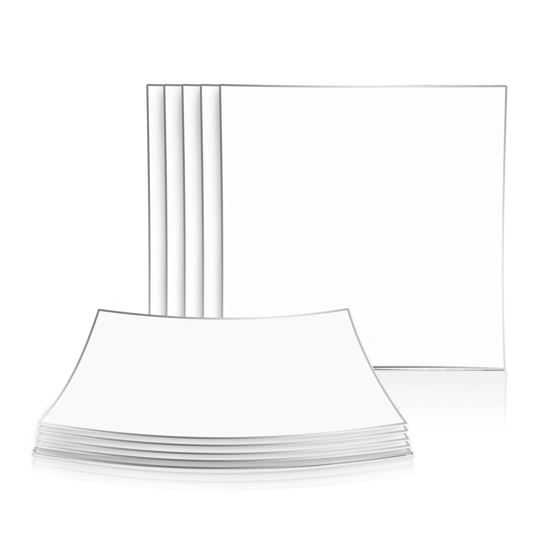Square Accent Square Coupe Clear • Silver Plastic Plates | 10 Pack 2 Square Accent Square Coupe Clear • Silver Plastic Plates | 10 Pack
