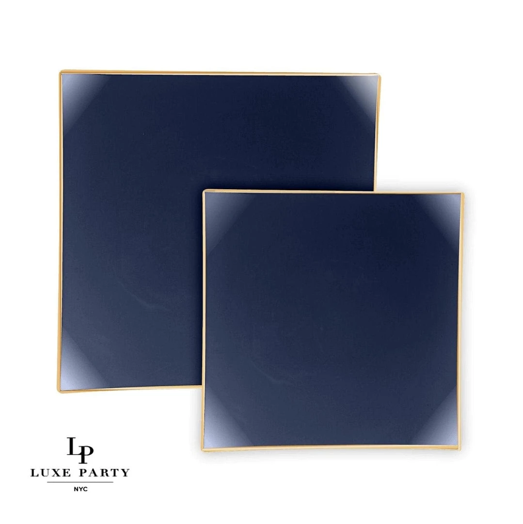 Square Accent Square Coupe Navy • Gold Plastic Plates | 10 Pack 1 Square Accent Square Coupe Navy • Gold Plastic Plates | 10 Pack