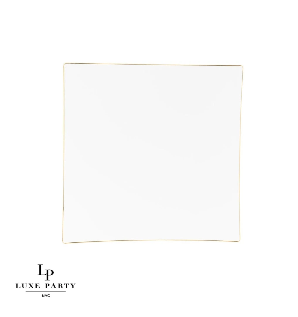 Square Accent Square Coupe White • Gold Plastic Plates | 10 Pack 3 Square Accent Square Coupe White • Gold Plastic Plates | 10 Pack