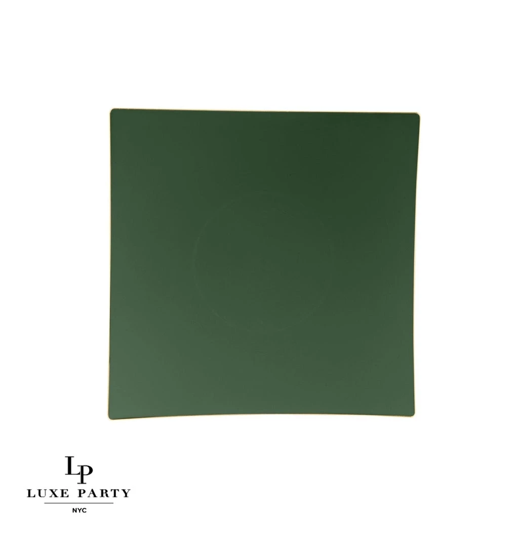 Square Accent Square Emerald • Gold Plastic Plates | 10 Pack 3 Square Accent Square Emerald • Gold Plastic Plates | 10 Pack