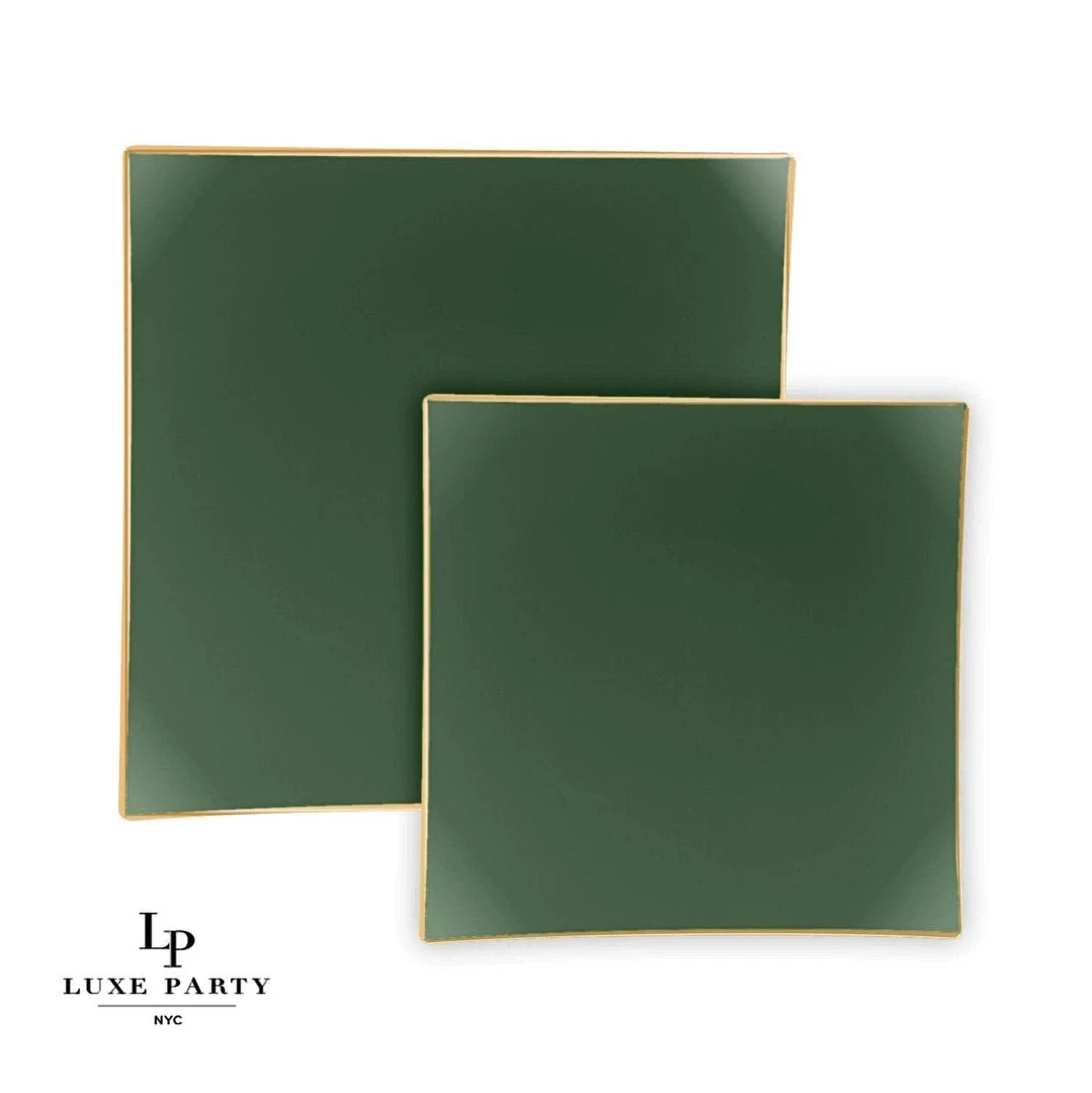 Square Accent Square Emerald • Gold Plastic Plates | 10 Pack 1 Square Accent Square Emerald • Gold Plastic Plates | 10 Pack