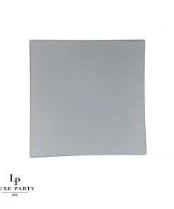 Square Accent Square Grey • Silver Plastic Plates | 10 Pack