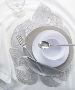 The Leaf Home Details Leaf Shape Placemat In Silver