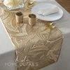 The Leaf Vinyl Leaf Laser Cut Table Runner In Gold Chargers And Runners