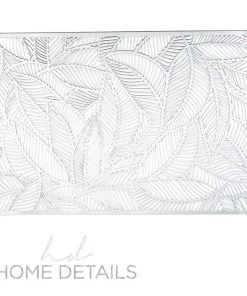 The Pear Home Details Pear Leaf Laser Cut Placemat In Silver Chargers And Runners