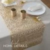The Rope Vinyl Leaf Rope Laser Cut Table Runner In Gold