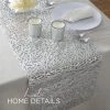 The Rope Vinyl Leaf Rope Laser Cut Table Runner In Silver Chargers And Runners