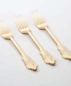 Venetian Handle Venetian Design Gold Plastic Forks | 20 Forks Flatware