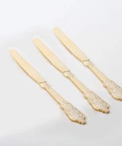 Venetian Handle Venetian Design Gold Plastic Knives | 20 Knives