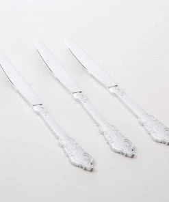 Venetian Handle Venetian Design Silver Plastic Knives | 20 Knives Flatware