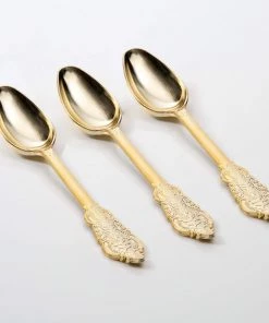 Venetian Handle Venetian Design Gold Plastic Spoons | 20 Spoons Flatware