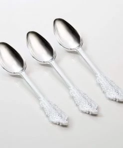 Venetian Handle Venetian Design Silver Plastic Spoons | 20 Spoons