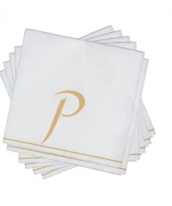 Luxe Party NYC White And Gold Hebrew Paper Napkins - COFF