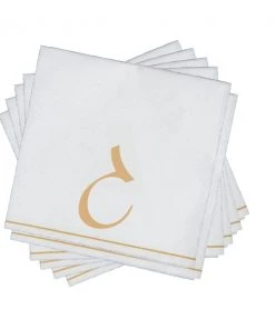Luxe Party NYC White And Gold Hebrew Paper Napkins - GIMEL